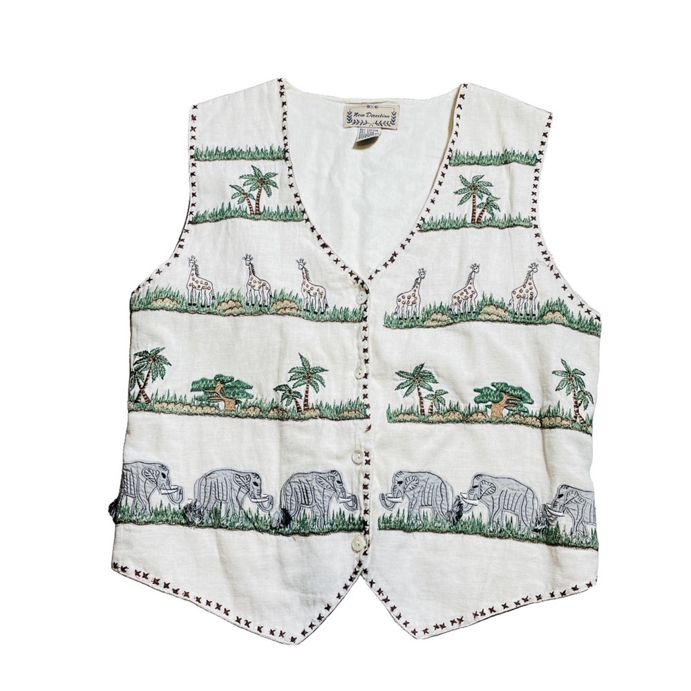 New directions VINTAGE women’s fitted safari button up vest aesthetic retro core